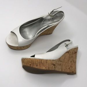 Guess white sandals platform shoes
